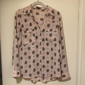 Express Pink Blouse with Black Pattern